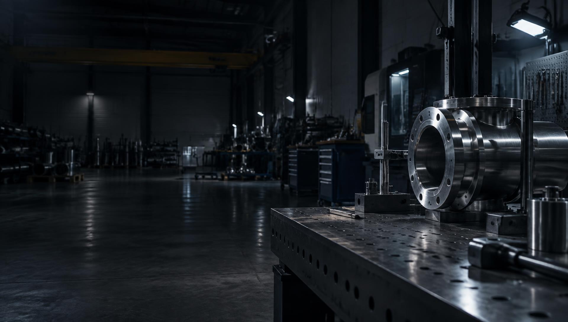Dark industrial workshop detail